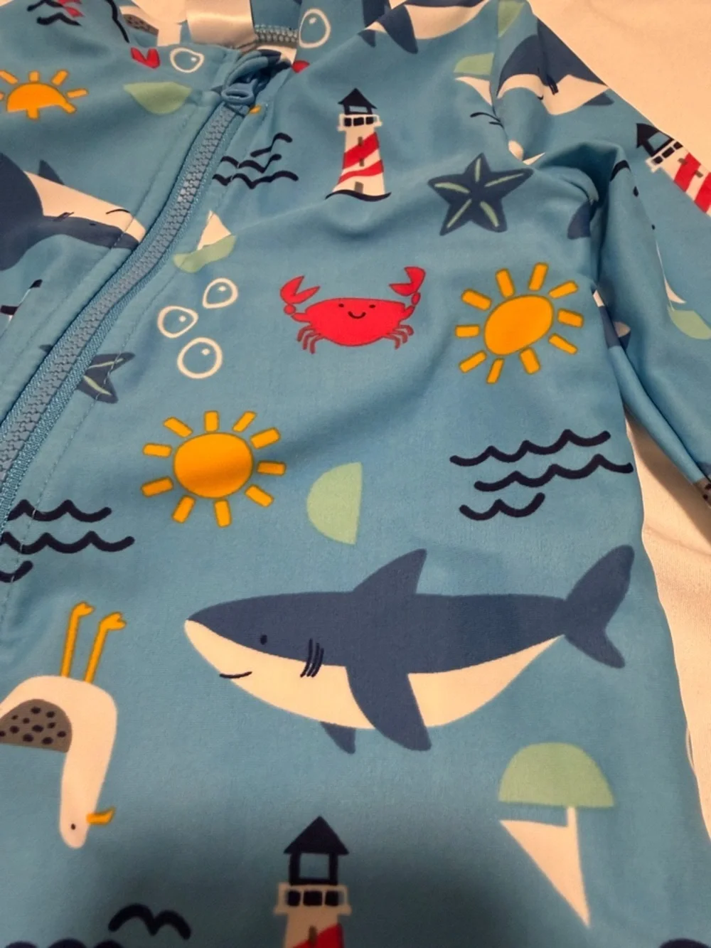 Carter's Light Blue Nautical Print Kids One-Piece Swimsuit